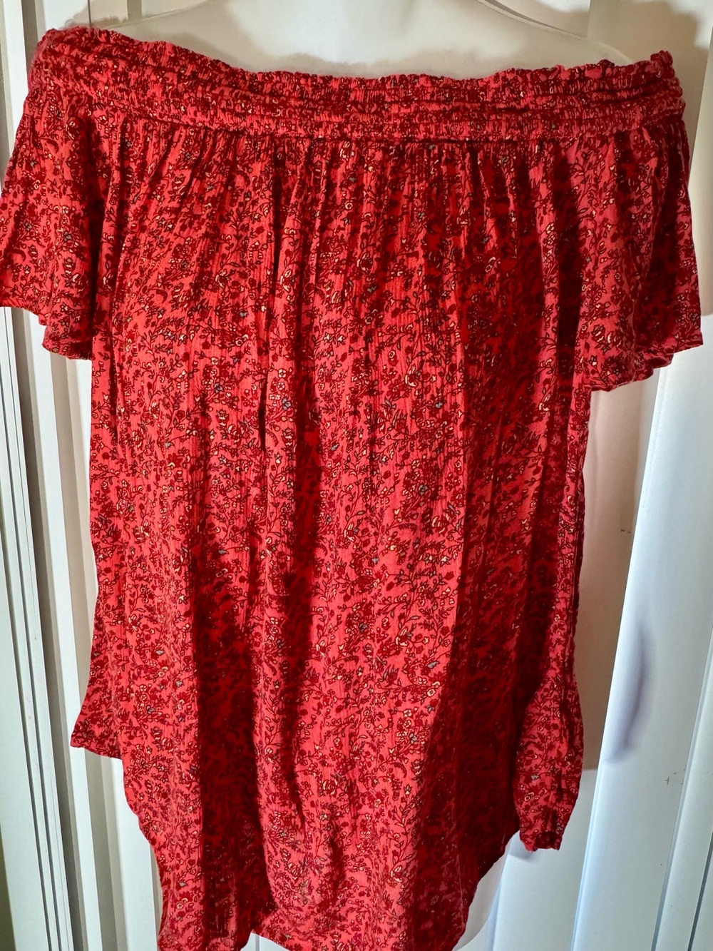 Old Navy Red Floral Off-Shoulder Blouse